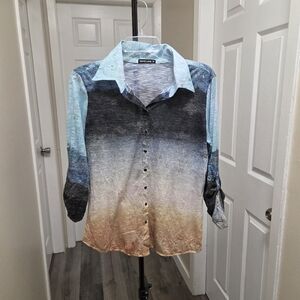 David Cline Rayon Blend Multicolor Gradient Button-down Shirt